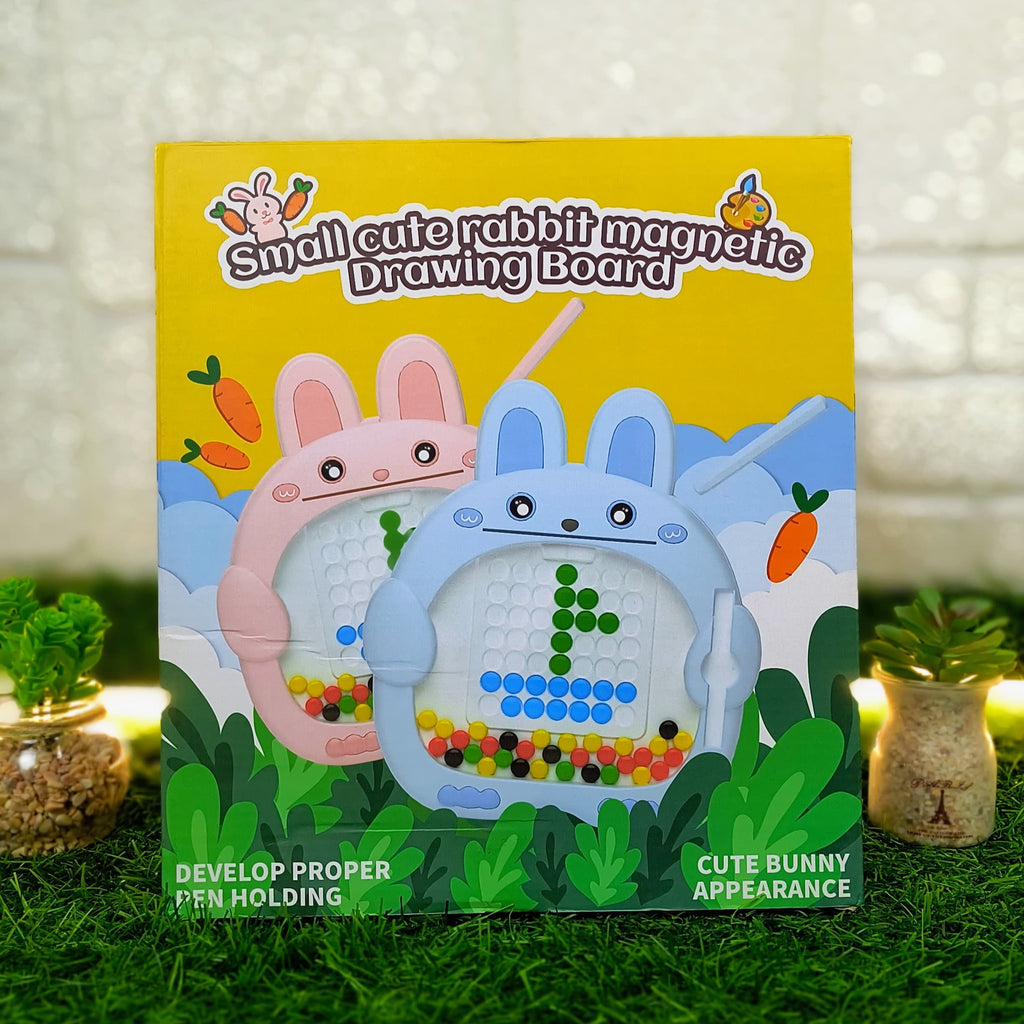 Rabbit Magnetic Drawing Board – Bead Art Toy with Pen & Cards for Kids’ Creativity