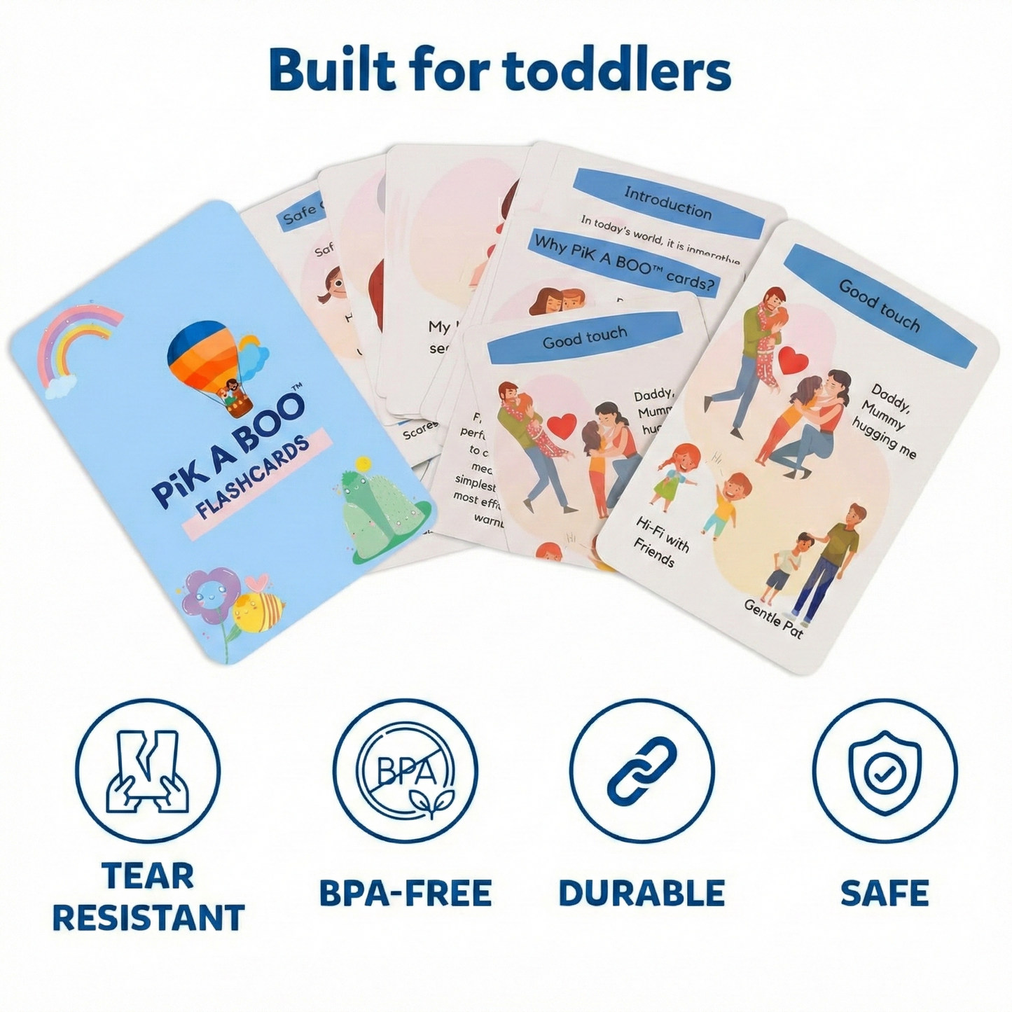PiK A BOO Good Touch Bad Touch Flash Cards | Early Learning Fun (Set of 21)
