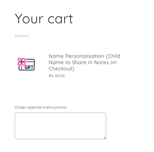 Name Personalization (Child Name to be Shared in Order special instructions box on Checkout)