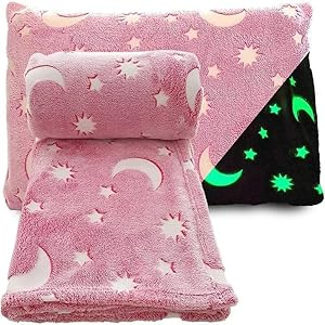 Grey Star Moon Super Soft Warm Glow in The Dark Blanket for kids, infants, children, toddler