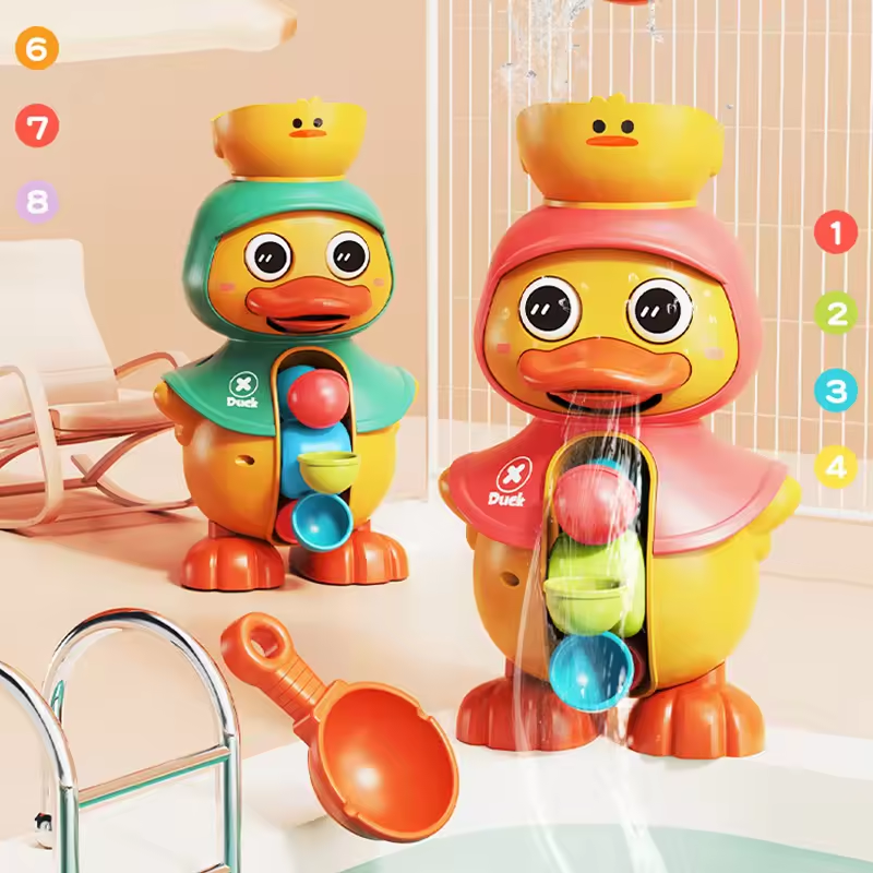 Baby Duck Water Wheel Bath Toy - Rotatable Waterwheel Faucet Fun