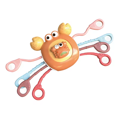 Crab Pull String Teething Toy for Babies - Sensory Montessori Travel Toy