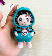 Green Anime Keychain Toy – 9.5cm Face-Changing Collectible for Kids & Adults