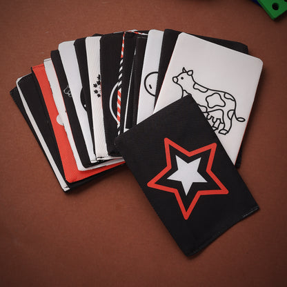 PiK A BOO Black & White Cloth Flash Cards | Early Learning & Brain Fun (Set of 18)