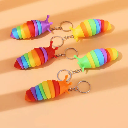 🦋 Cute Slug Keychain Fidget Sensory Toy | Stress Relief & Decompression Caterpillar Pendant for Kids & Adults 🎨✨ Any One