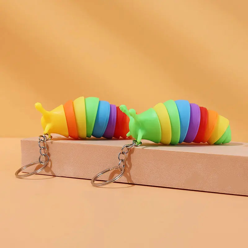 🦋 Cute Slug Keychain Fidget Sensory Toy | Stress Relief & Decompression Caterpillar Pendant for Kids & Adults 🎨✨ Any One