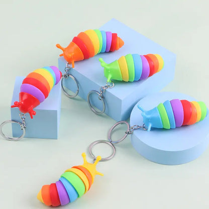 🦋 Cute Slug Keychain Fidget Sensory Toy | Stress Relief & Decompression Caterpillar Pendant for Kids & Adults 🎨✨ Any One