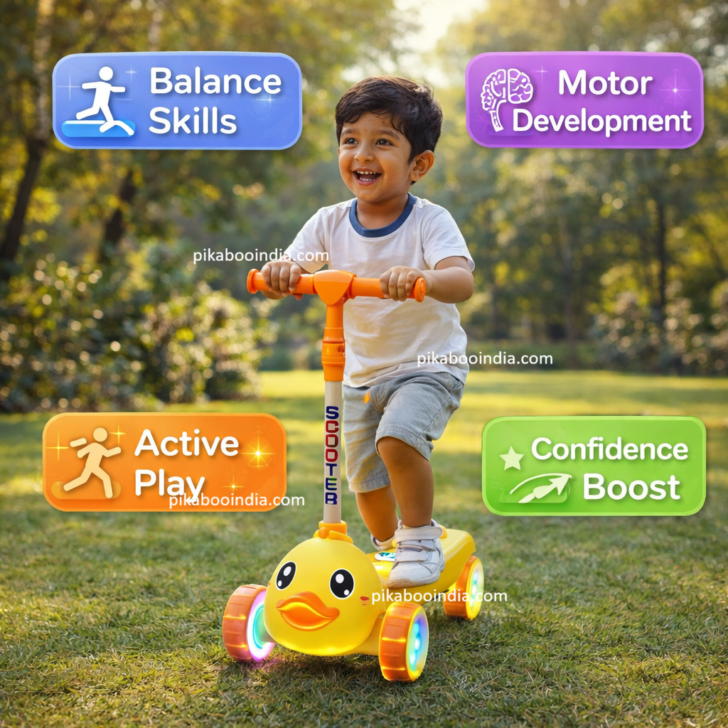 Light-Up Duck Foldable Scooter for Kids Toddlers