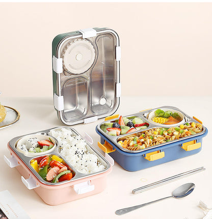 KoiKawaii Steel Lunch Box | 750ml Tiffin + 150ml Soup Bowl with Spoon for Kids & Adults – 2 Compartments + Dibbi