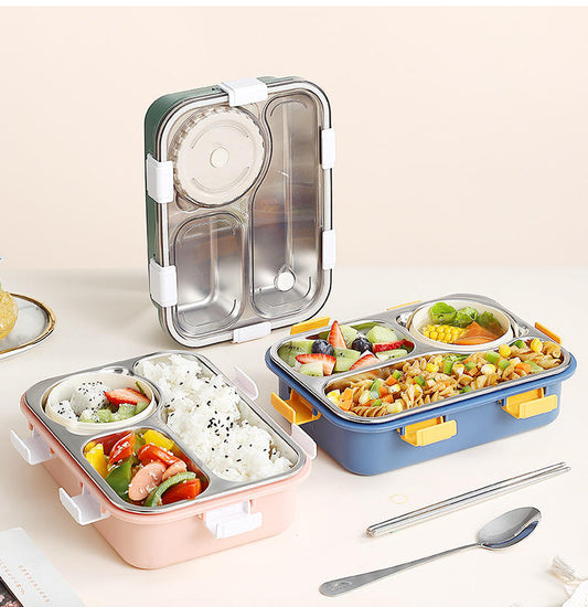 KoiKawaii Steel Lunch Box | 750ml Tiffin + 150ml Soup Bowl with Spoon for Kids & Adults – 2 Compartments + Dibbi