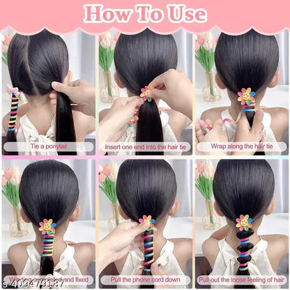 Hair Spiral Elastic Ponytail Holder For Girls