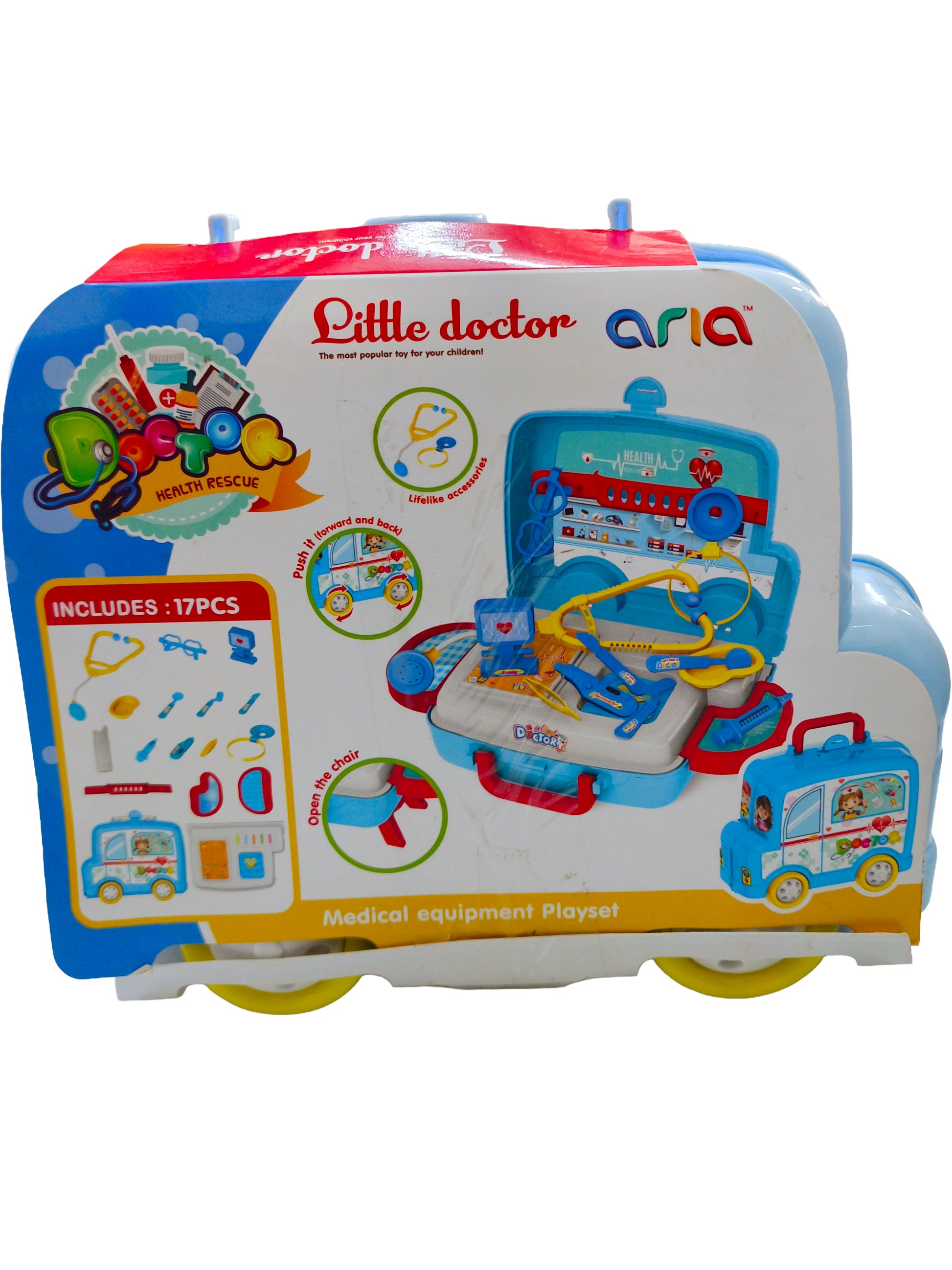 Pik A Boo Little Medical Doctor 17pc Tool Kit | Educational & Fun Desktop Game for Kids (Only top handle missing)