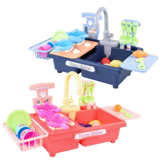 Water Running Tap And Cook Platform Pretend Play Dishwashing Toy Kids Toddler