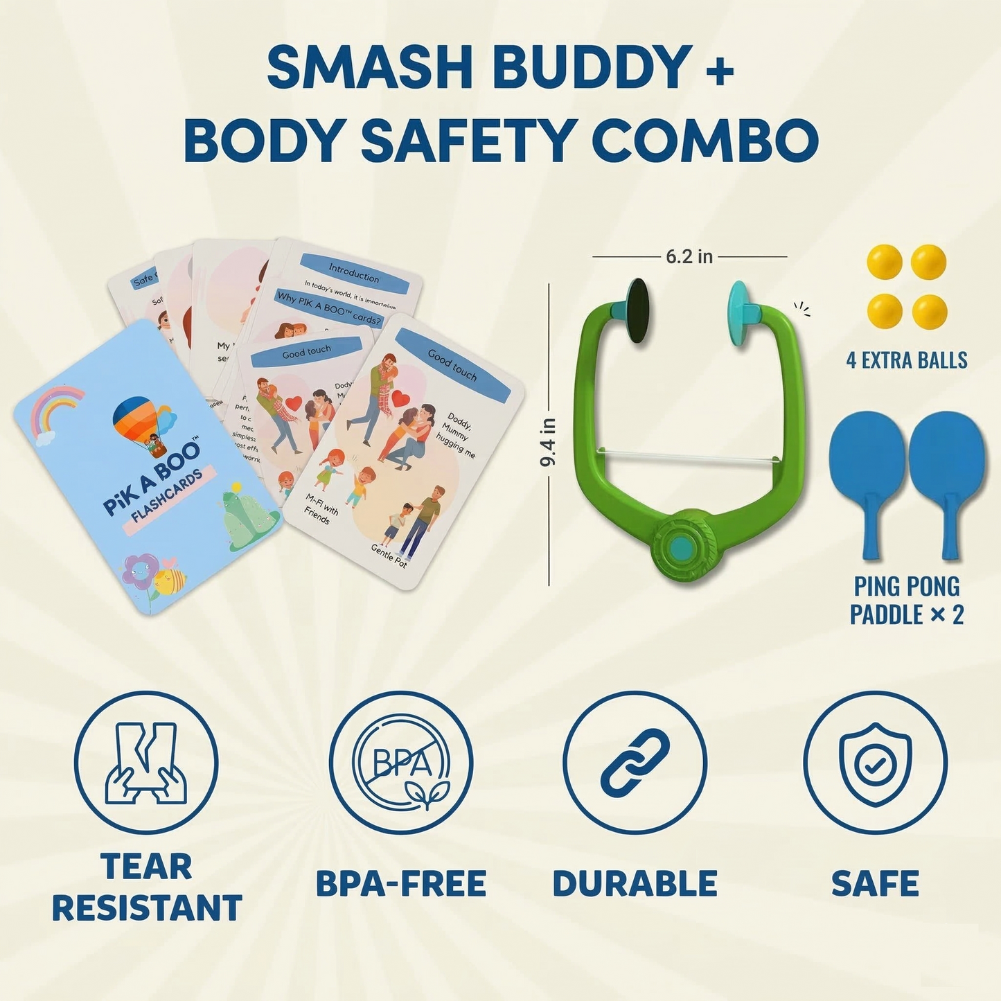 PiK A BOO Smash Buddy Doorway Hanging Table Tennis Set