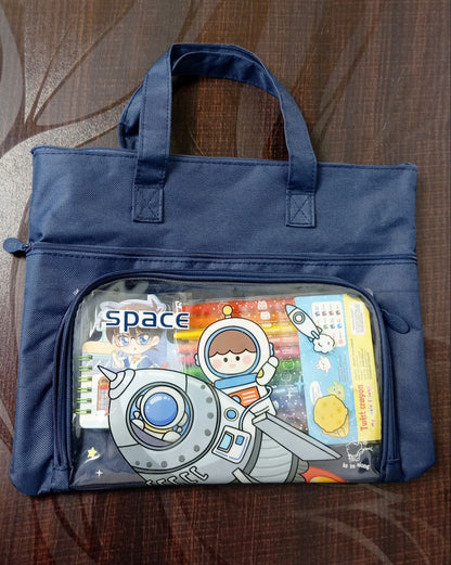 Space Theme Multipurpose Bag, Daily Use hand Bag With  Dual Front Pocket For Kids