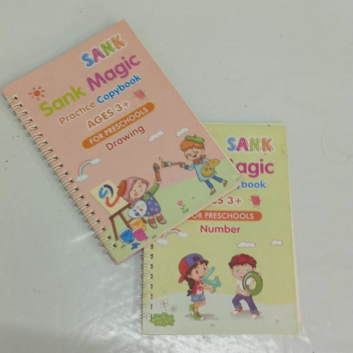 Pre Loved ||  Sank Magic Practice Copy book set For Kids Set of 2 (Number and Drawing)