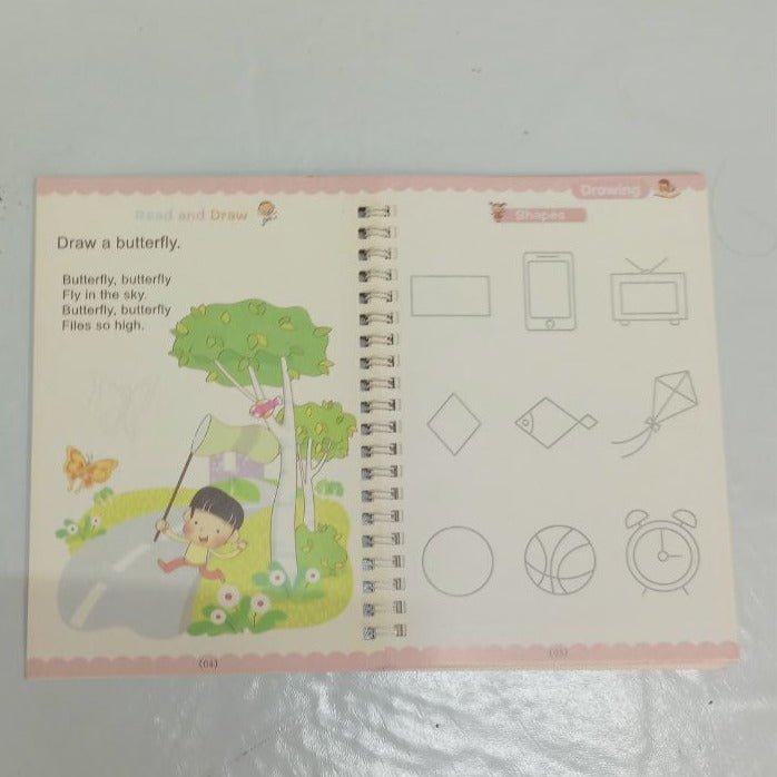 Pre Loved ||  Sank Magic Practice Copy book set For Kids Set of 2 (Number and Drawing)