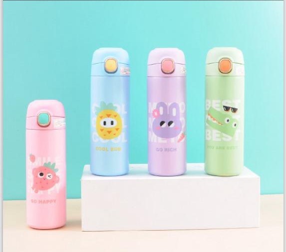Cute Faces insulated stainless steel bottle with silicone bottom 420 ML (3381)