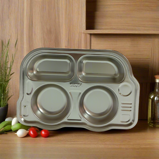 Stainless Steel 4 Section Bus Lunch Plate for Babies