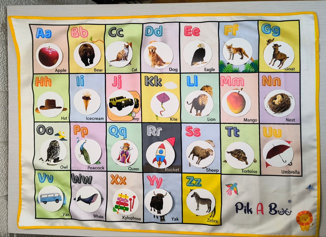 PiK-A-BOO Alphabet Cloth Activity Mat for Children – Learn, Play, Explore & Spark Joy (2.2 x 2.10 ft)