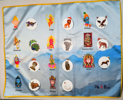 PiK-A-BOO  Gods and Their Vaahans  Cloth Activity Mat for Children – Discover, Learn, Play & Spark Joy (2.2 x 2.10 ft)