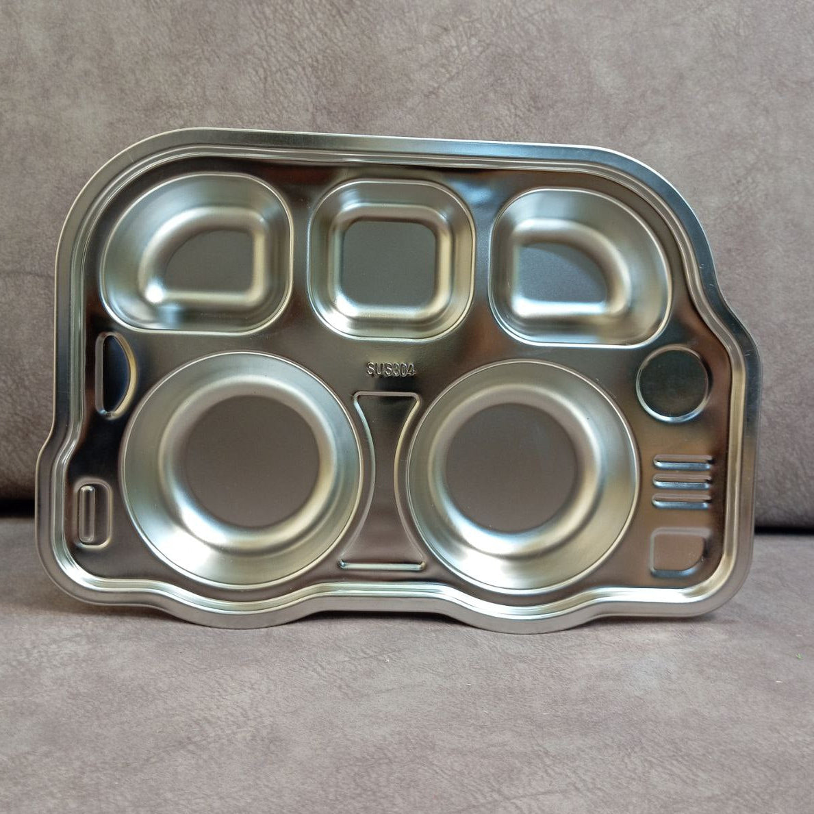 Stainless Steel 5-Section Bus Lunch Plate for Babies – Fun and Practical Meal Plate