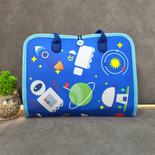 Space Busy Quiet Book Bag - Felt Based Montessori Activity Kit for Early Education