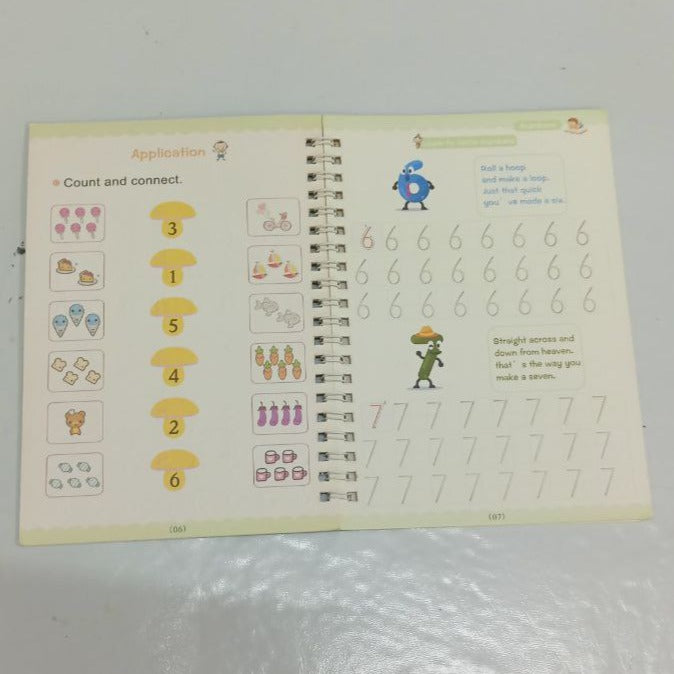 Pre Loved ||  Sank Magic Practice Copy book set For Kids Set of 2 (Number and Drawing)