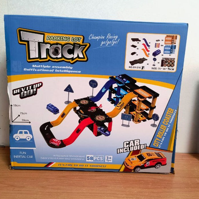 Track with Parking Lot- Playsets for Toddler(58 pcs)