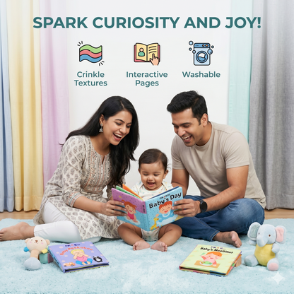 3 Cloth Books Combo - Baby's Day, Mealtime & Peek-A-Boo | 3-Book Set