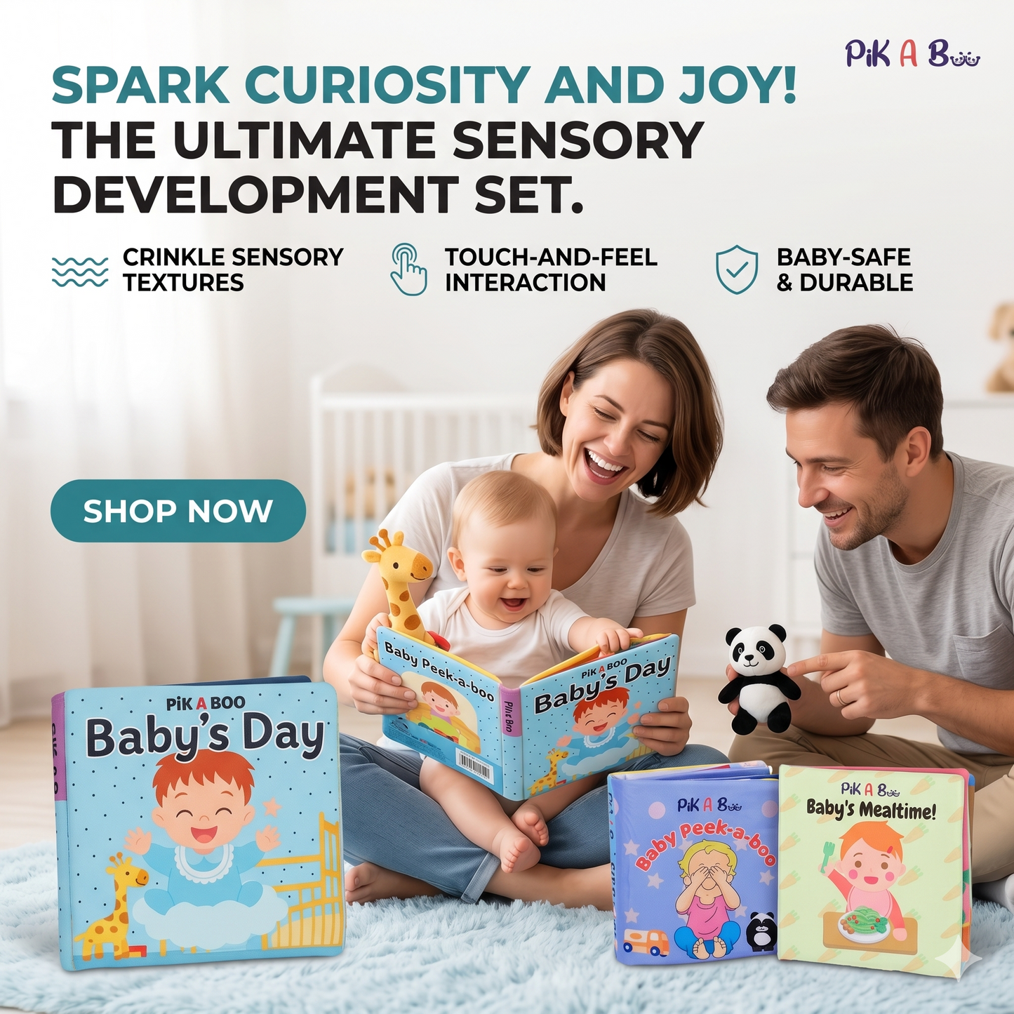 3 Cloth Books Combo - Baby's Day, Mealtime & Peek-A-Boo | 3-Book Set