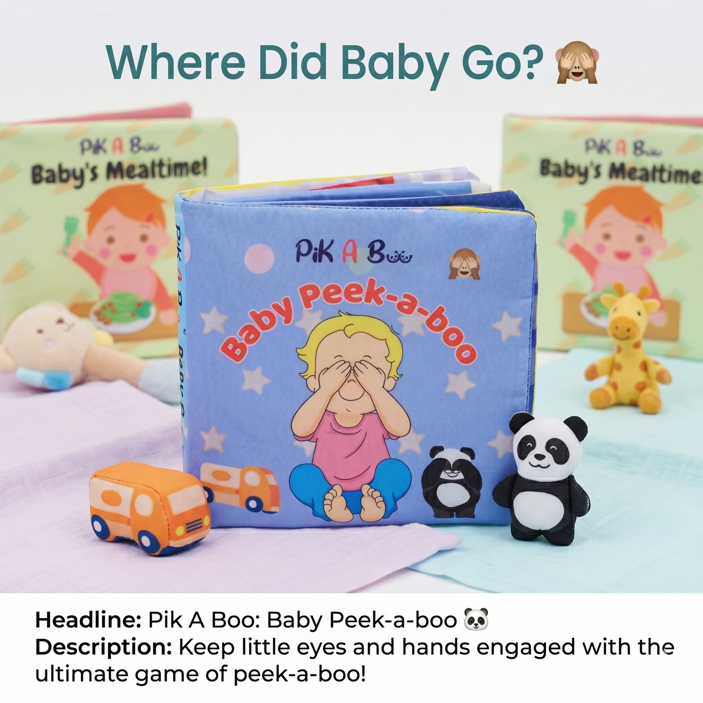 3 Cloth Books Combo - Baby's Day, Mealtime & Peek-A-Boo | 3-Book Set