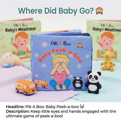 3 Cloth Books Combo - Baby's Day, Mealtime & Peek-A-Boo | 3-Book Set