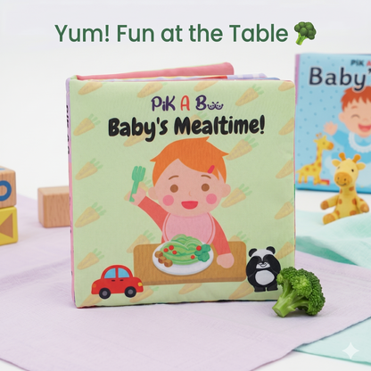 3 Cloth Books Combo - Baby's Day, Mealtime & Peek-A-Boo | 3-Book Set