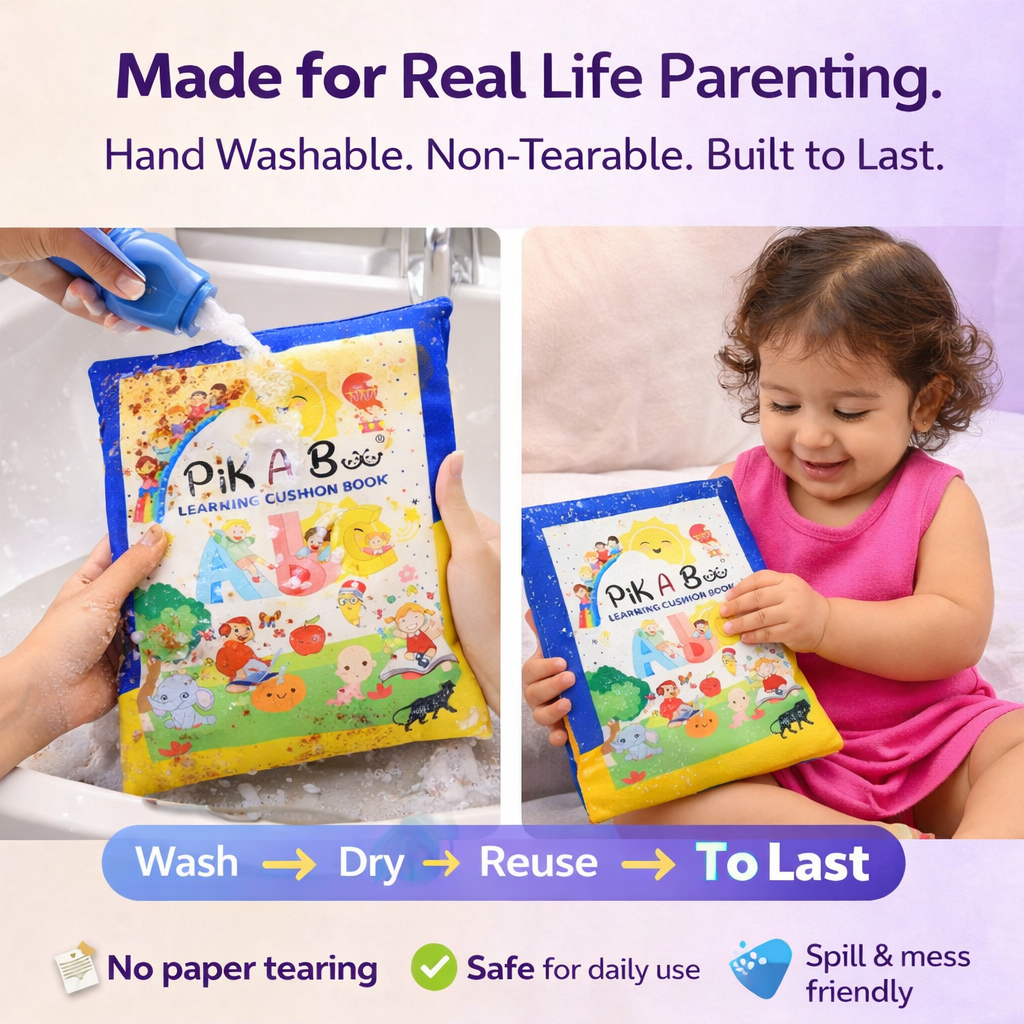 Blue Learning Cushion Book - English Rhymes Cloth Book for Toddlers