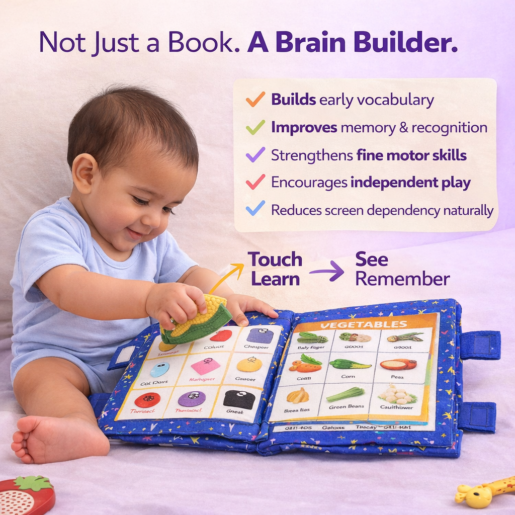 Blue Learning Cushion Book - English Rhymes Cloth Book for Toddlers