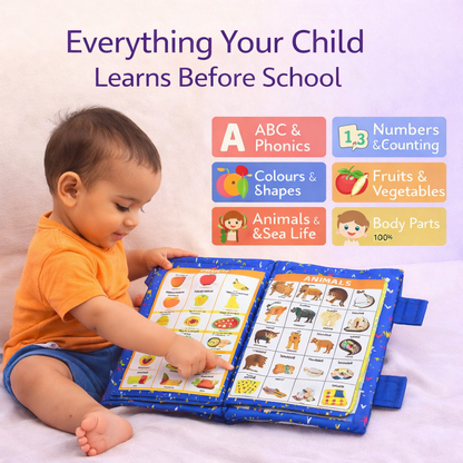 Blue Learning Cushion Book - English Rhymes Cloth Book for Toddlers
