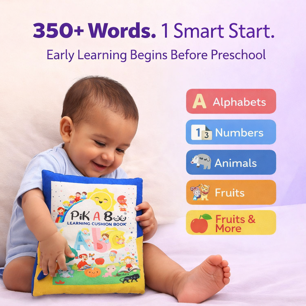 Blue Learning Cushion Book - English Rhymes Cloth Book for Toddlers