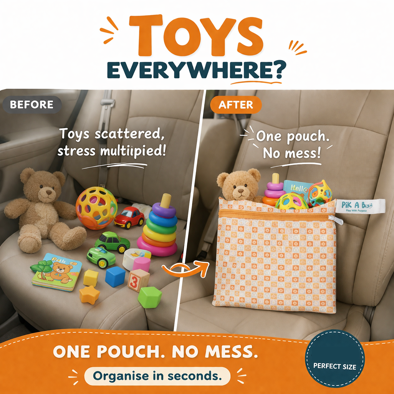 PiK A BOO Multi-Utility Bag | Front Zip Pouch for All & Everyday Use