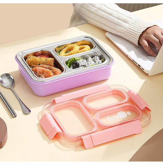 Pink Tokyo Table Stainless Steel Lunch Box – 3 Compartment Leakproof Tiffin