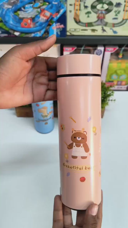 Cartoon Stainless Steel Insulated Water Bottle with Smart LED Temperature Display | 420 ML (3428)