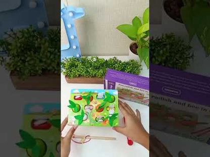 Fun Radish and Bee catching Magnetic Activity for Toddler Carrot Puzzle for Kids