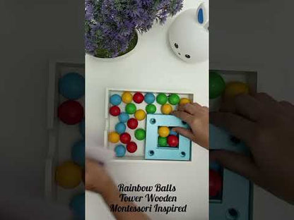 Rainbow Balls Tower Wooden Montessori Inspired
