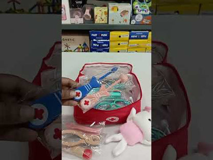 Wooden Doctor Kit for Toddlers, Kids – Dentist Set with Working Stethoscope & Pretend Play Role Play Toy
