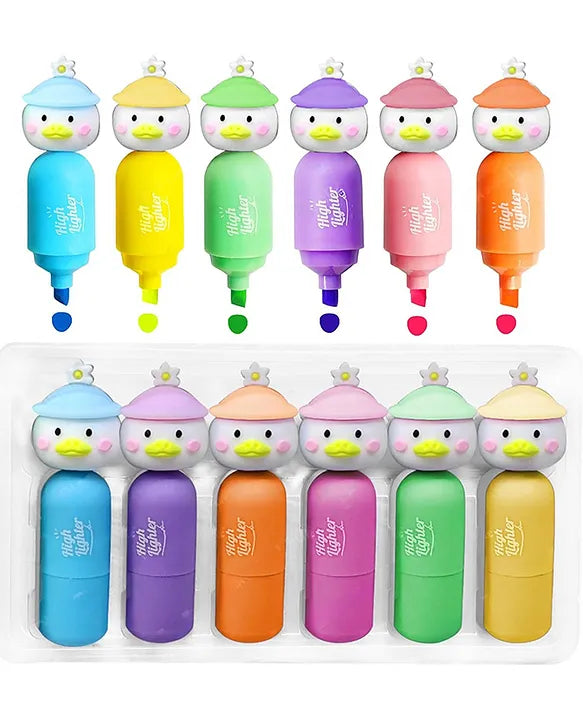 Dudu Duck Highlighter Pen – Cute Pastel Stationery for Kids