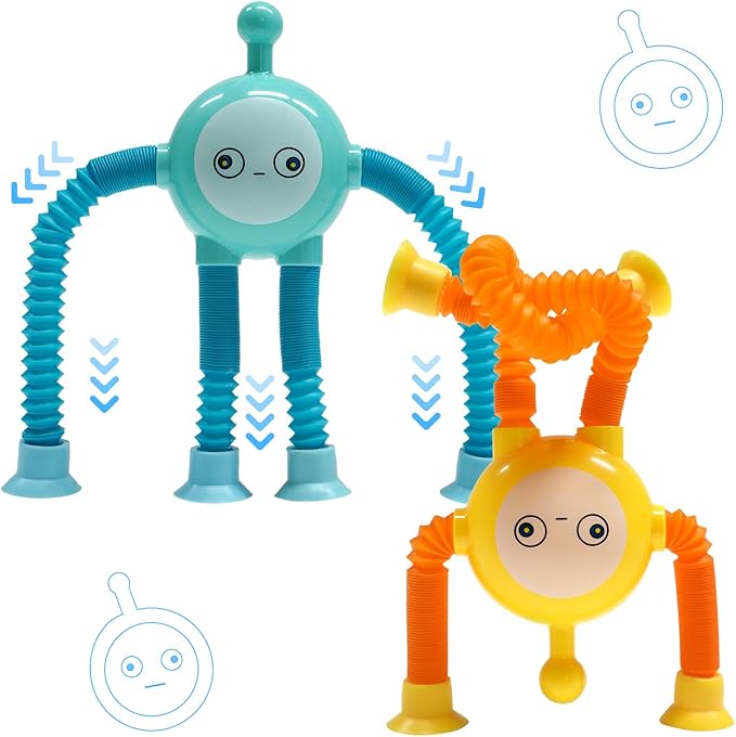 🎉 Robot Pop Tubes Motor Skills Learning Toy for Toddlers – Best Fidget Toy for ADHD & Autism | Travel Toy for Boys & Girls 🎁 Any One