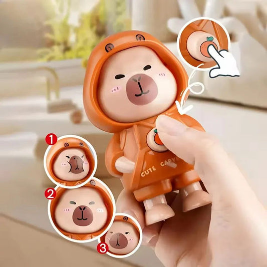 Face Changing Keychain – Capy Mood Flip Cartoon Toy |