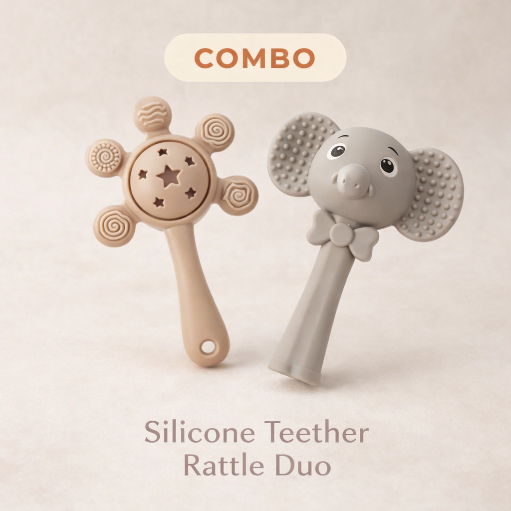 Sun Silicone Teether Rattle Toy – Soft, Safe Teething Relief for Babies 3-12M ( Assorted )