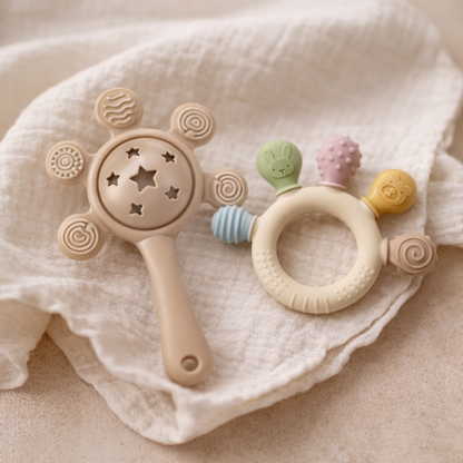 Sun Silicone Teether Rattle Toy – Soft, Safe Teething Relief for Babies 3-12M ( Assorted )