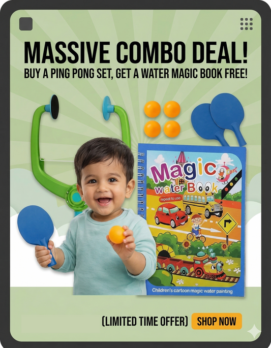 PiK A BOO Smash Buddy Doorway Hanging Table Tennis Set + Water Magic Book (assorted)